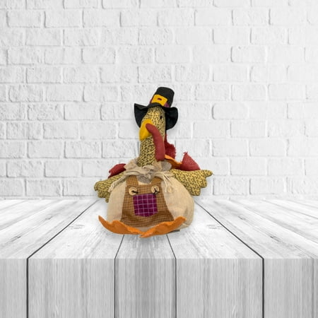 Turkey Sitter - Plush Burlap Turkey Thanksgiving Shelf Sitter Fall Autumn 11.50
