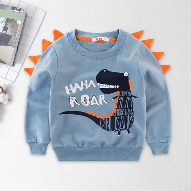 Sudadera linda de otoño con estampado de dibujos animados de manga larga para niños (azul claro 3-4T)