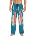 thumbnail image 2 of Peonies Flowers Blue Men's Pajama Pants Lightweight Sleepwear Bottom Lounge Pants, 2 of 6