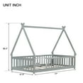 thumbnail image 7 of Miniyam Twin Size Floor Bed for Kids with Tent House Frame, Montessori Low Bed with Guardrails, Gray, 7 of 7