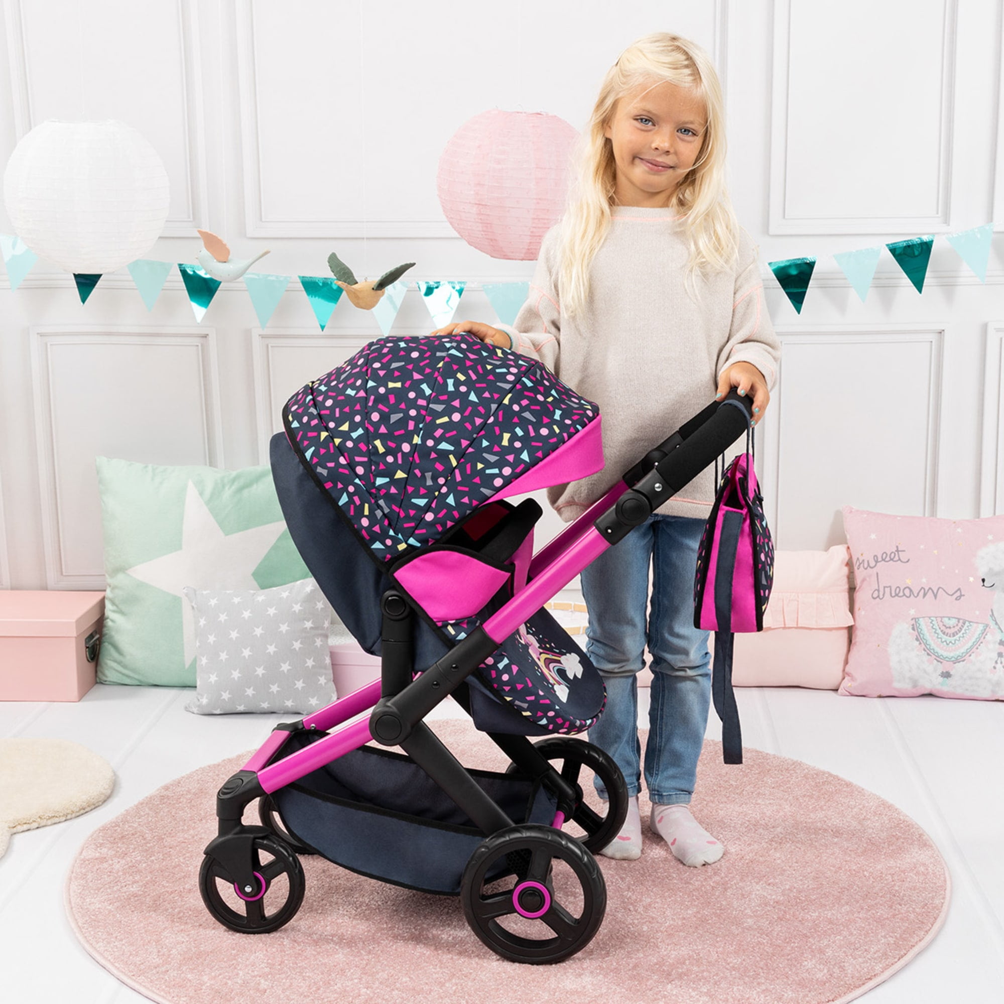 Navy and rose gold pram online