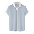 thumbnail image 5 of Bcfgryg Mens Color Matching Lapel Button Half Sleeve Shirt T Shirt Short Sleeve Shirt Men’S Dress Shirts Blue, 5 of 5