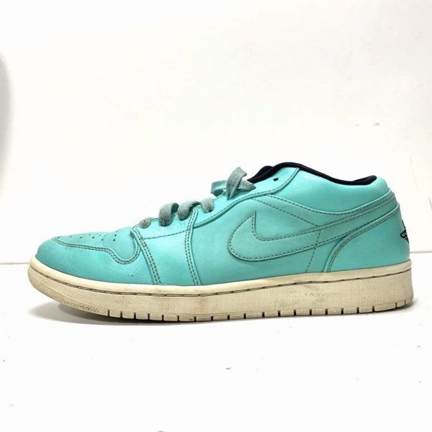 Ni - ke Ni - ke Men Jordan Retro Low Turquoise Solid Leather Ath Shoe AJ1 Lace US 9