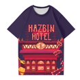thumbnail image 4 of Hazbin Hotel Moda Casual Mujer Impreso de manga corta Cuello redondo Pullover Tops Morado/S, 4 of 6