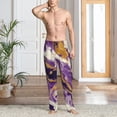 thumbnail image 2 of Balery Purple Gold Marble Swirls Pantalones de pijama para hombre, pijama ultraligero, pantalón de descanso-Small, 2 of 6