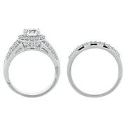 Brilliance Fine Jewelry Cluster White Diamond Ring, 925 Sterling Silver