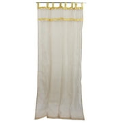 Mogul Moroccan Curtain Sheer Elegance Organza Golden Sari Window Drapes Panels 48"x84"