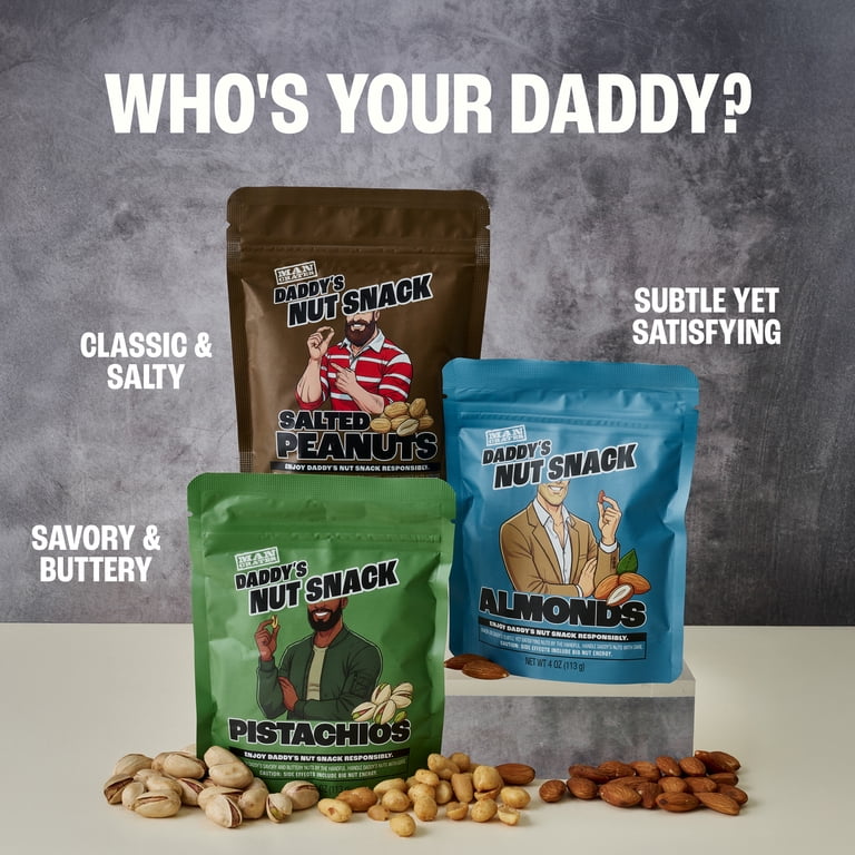 Man Crates, Daddy's Nut Snack Variety Pack, 6 Bag Gourmet Mixed