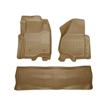 Husky Liners by RealTruck Weatherbeater Floor Mats Fits 2011-2012 Ford F250, F350 Crew Cab (Footwell Coverage) Front & 2nd Row, 3-pc Tan-98713