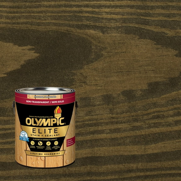 Olympic Elite 1 Gallon ST-2014 Ebony Semi-Transparent Exterior Stain and Sealer in One Low VOC