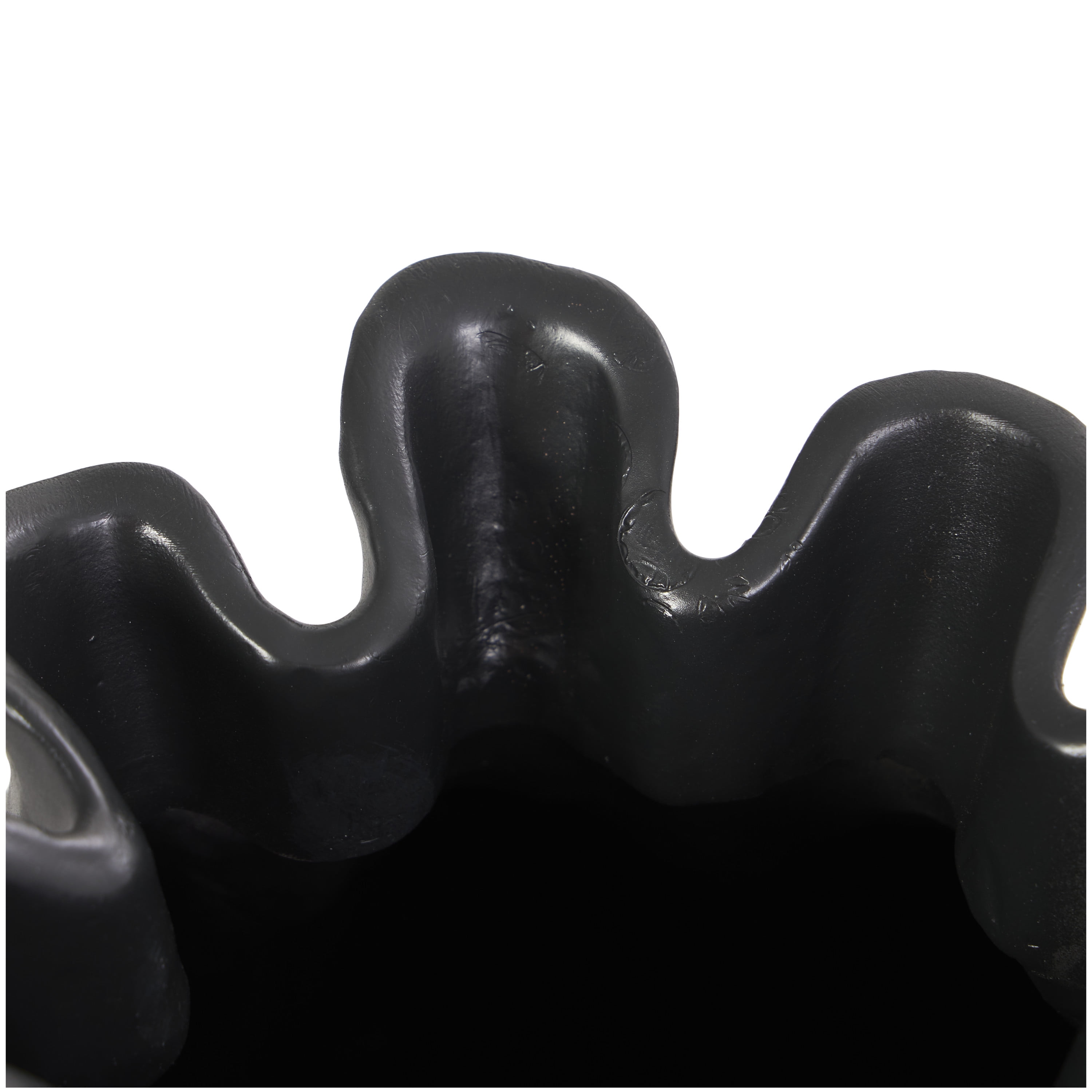 DecMode 10", 8"H Abstract Tulip Shaped Black Resin Vase, Set of 2