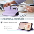 thumbnail image 4 of Feishell Crossbody Wallet Case for Samsung Galaxy A32 5G,with Detachable Wrist & Shoulder Strap,Luxury PU Leather Magnetic Clasp Card Holder Purse Flip Kickstand Phone Case for Women Men,Purple, 4 of 8