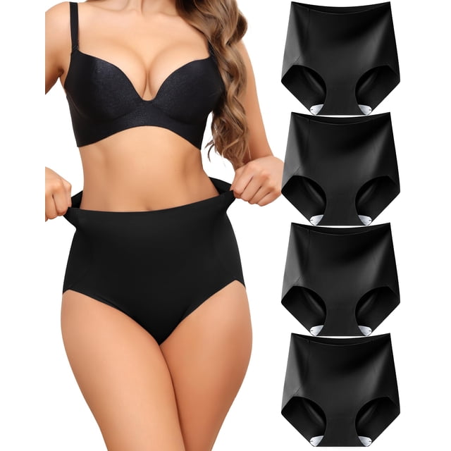 Ropa interior para mujer con control de barriga LEVAO Black, paquete de 4 unidades S-XXL