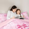 thumbnail image 4 of Erosebridal Cute Coquette Bow Full Size Comforter Sets For Kids,Pink Diamond Letter A Monogram Bedding Sets,Pink Reversible,3-Piece, 4 of 7