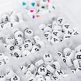 thumbnail image 4 of 1200Pcs A-Z White Flat Round Black Letter English Alphabet Acrylic Beads Set DIY Jewelry Bracelets Necklace Making, 4 of 6