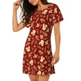 thumbnail image 2 of Logiee Golden Squirrels Holiday Print Nightgowns for Women,Soft Short-Sleeved Lightweight Sleepwear, Loose Sleepshirts, 2 of 6