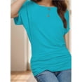 thumbnail image 2 of Women's Casual Short Sleeve Dolman Top Boat Neck T Shirts, 2 of 4
