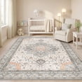thumbnail image 5 of Janvonne 6'x9'Bohemian Grey-brown Area Rug, Washable Non-Slip Boho Carpet, Vintage Distressed Oriental Rug for Living Room Bedroom Nursery, 5 of 8