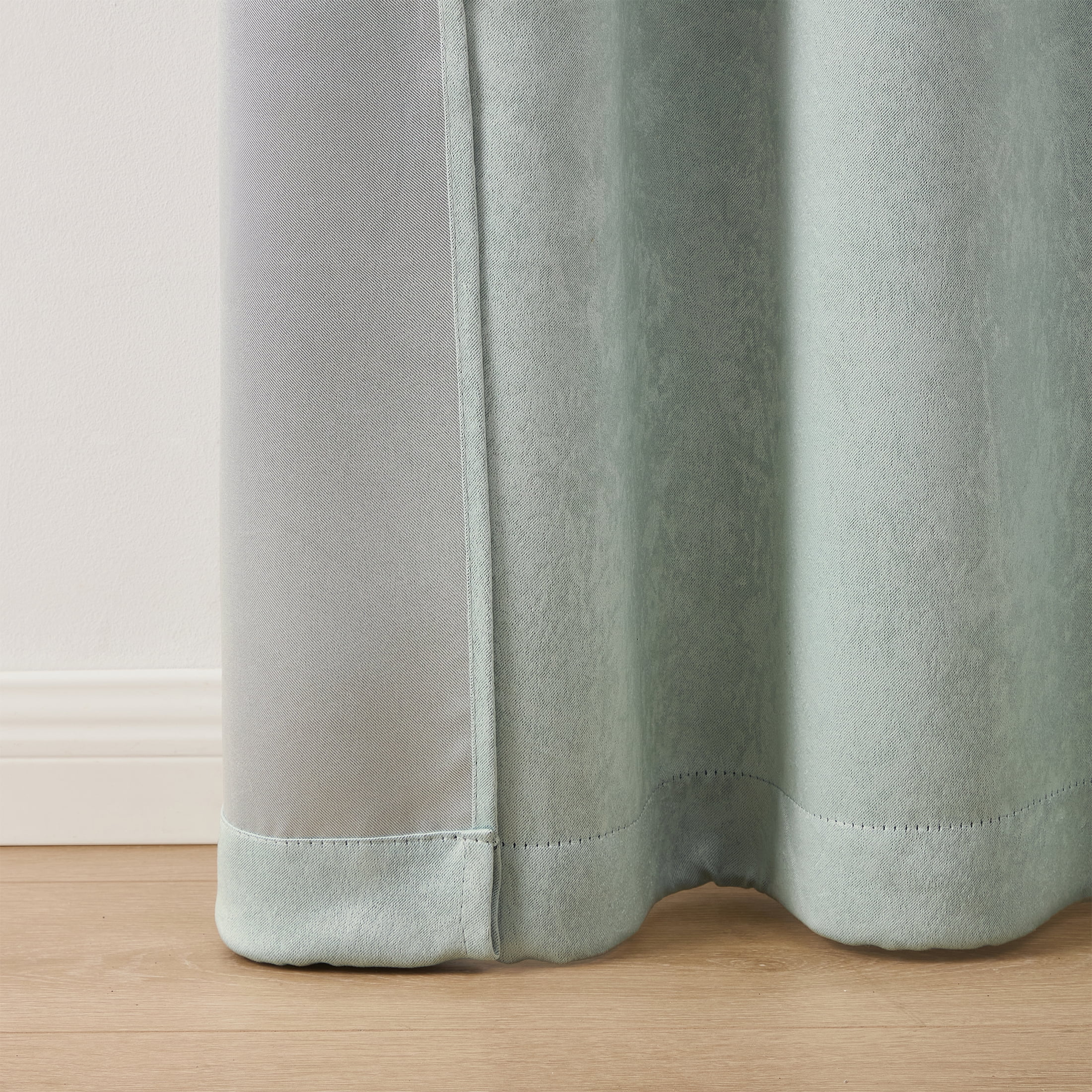 Mainstays Shimmer Rod Pocket 99% Blackout Curtains, Set of 2, Green, 37" W x 63" L