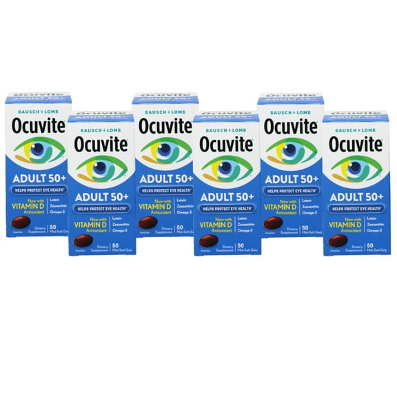 6 Pack - Bausch   Lomb Ocuvite Adult 50  Helps Protect Eye Health, 50 Soft Gels Ea