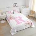 thumbnail image 4 of Erosebridal Pink Rose Bedding Twin Comforter Set, Initial R Letter Down Comforter, Cartoon Decor, Reversible 2 Pieces, 4 of 8