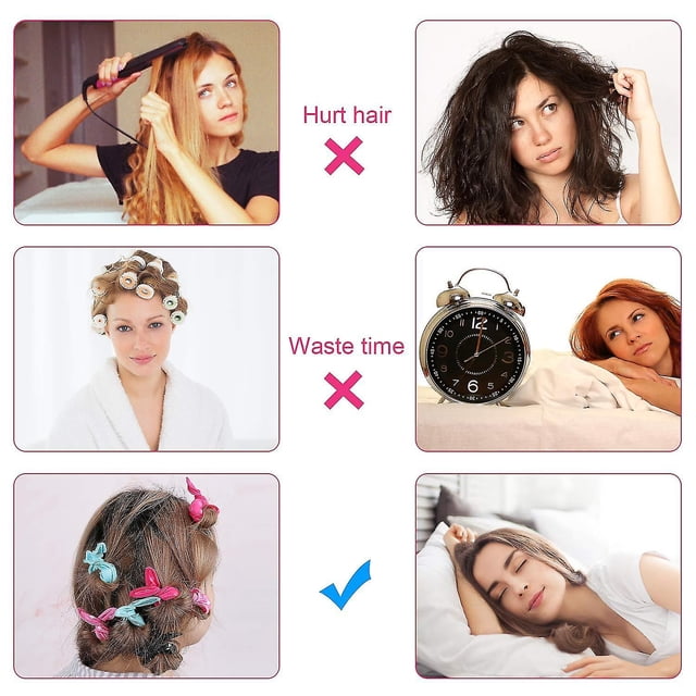12 rulos sin calor en los que puedes dormir, rulos para cabello largo (6 colores) LingWen 8390611051082