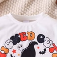thumbnail image 5 of Weebloom Halloween Outfits For Girls Set Cartoon Pumpkin Print Top With Bottom Pants Comfortable Casual Party Funny Girl Outfit White, 5 of 9