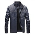 thumbnail image 3 of Manteau Veste en Similicuir à Col Montant Uni pour Homme, Mode Automne, 3 of 8