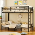 thumbnail image 4 of Zimtown Twin over Twin Steel Bunk Beds Frame,14.8" Height Guardrail, Bedroom Dorm Room for Kids Adult Children, Black, 4 of 10