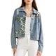 thumbnail image 1 of Chaquetas de mezclilla INSPIRE CHIC para mujeres, con botones, de manga larga, retro, casual, cortas, azul claro, L, 1 of 6