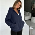 thumbnail image 6 of Zip Up Hoodie Women Long Sleeve Full Zipper Oversized Sweatshirt Comfy Travel Track Jacket Fall Clothes with Pockets, L, 6 of 6