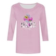 thumbnail image 4 of EGNMCR Easter T-Shirts à Imprimé T-Shirts Graphiques pour Femmes Chemises pour Femmes Mode pour Femmes Easter Jour Fleur Oreilles de Lapin T-shirt à Imprimé Manches 3/4 Blouse Col Rond Hauts Décontractés Femmes T-Shirts, 4 of 4