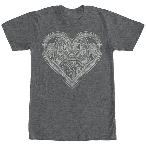 Men's Lost Gods Henna Heart Print Graphic Tee Charcoal Heather 2X Large