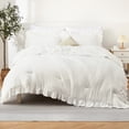 thumbnail image 3 of White Ruffled Queen Size Comforter Set, 3PCS Soft Washed Microfiber Lightweight & All-Season Bedding Comforter with Vintage French Country Style, White, 90x90 in, 3 of 8