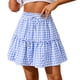 thumbnail image 1 of Gibobby faldas de lentejuelas para mujer 2023 falda drapeada con estampado a cuadros para mujer, Falda corta a cuadros Retro elástica de cintura alta(Azul， L), 1 of 5