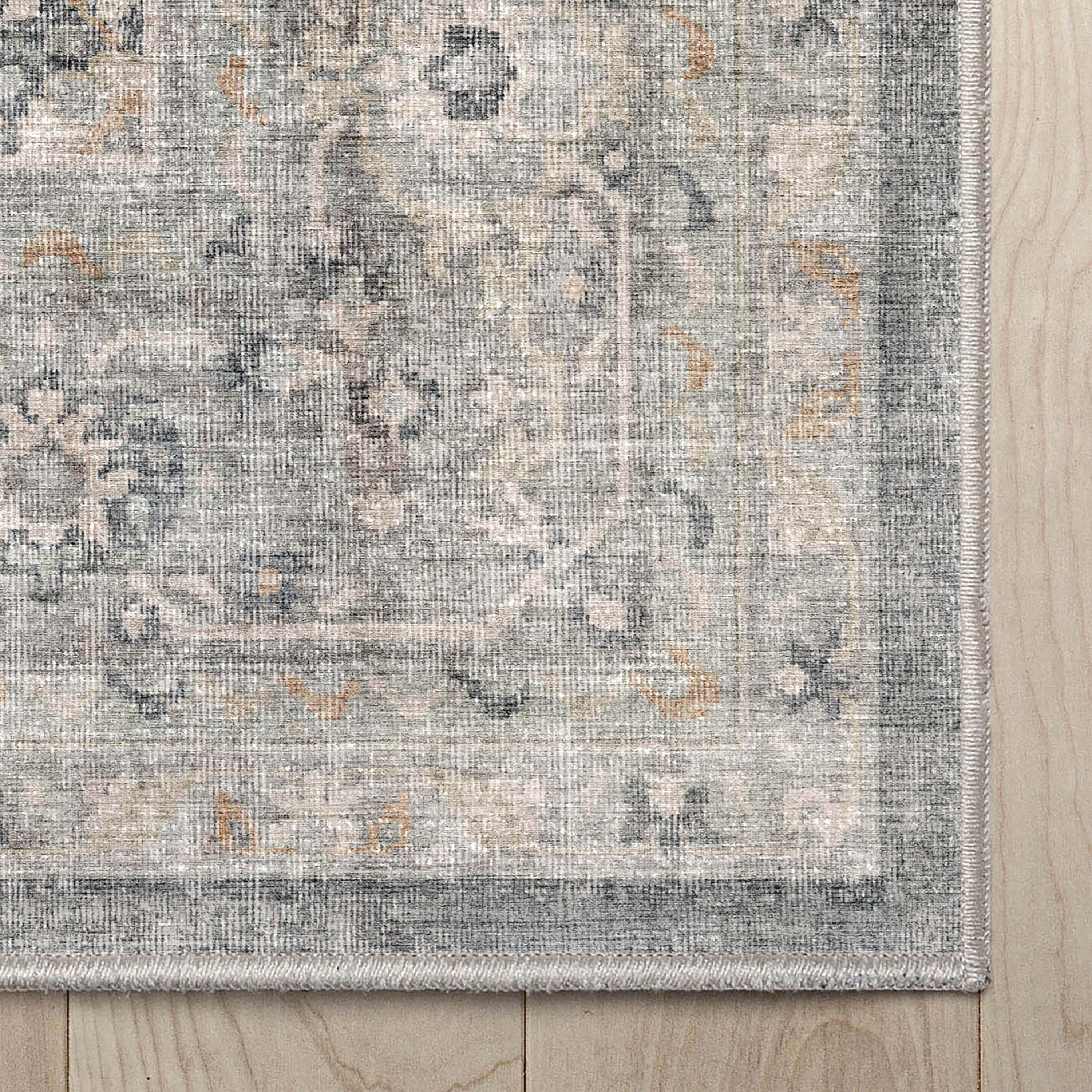Well Woven Apollo Tirana Vintage Medallion Light Grey Flat-Weave Easy to Clean 7'7" x 9'10" Area Rug