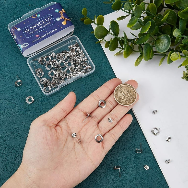 1Box 160Pcs Earring Posts Findings Triangle Earring Studs with