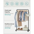 thumbnail image 3 of Clothes Rack with Wheels . Garment Rack Clothing Rack for Hanging Clothes with Dense Mesh Storage Shelf lb Load Capacity Brakes Steel Frame UHSRBK, 3 of 9