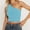 Sky Blue, variant on Plus Size Summer Womens Tops Spring and Summer Hot Girl One Shoulder Tight Solid Color V-neck Tank
