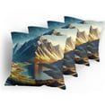 thumbnail image 5 of Ambesonne Lake Throw Pillow Cover 4 Pack, Dreamy Art Snowy Mountains Sun, 20", Sea Blue Dark Khaki, 5 of 7