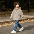 thumbnail image 6 of Toddler Boys Striped Hooded Sweatshirts Oversized Button Down Jackets Fall Cute Casual Long Sleeve Preppy Sweater with Pocket, 6 of 7