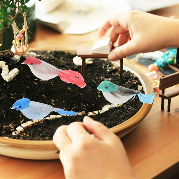 12pcs Simulation Bird Ornaments Artificial Simulation Birds Small Birds Figurines Foam Bird For Crafts For Bird Decorations Garden Decor For Lifelike Bird Model Bird Decor