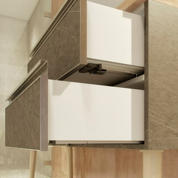 DEPOT E-SHOP Under Mounting Soft Close Drawer Slide - 22'' Set Of 2 Pairs , Gray - Drawer Slide