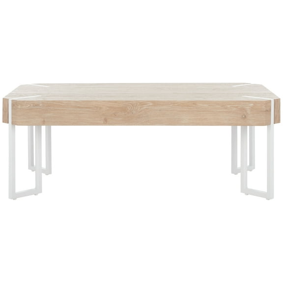 SAFAVIEH Edgecombe Modern Coffee Table, Natural/White (43.3 in. W x 23.6 in. D x 15.7 in. H)