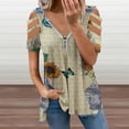 thumbnail image 2 of Spring Floral Celadon Womens Summer V Neck Zipper Top Short Sleeve T Shirt Off Shoulder Top Casual Classy Loose Shirts, 2 of 7