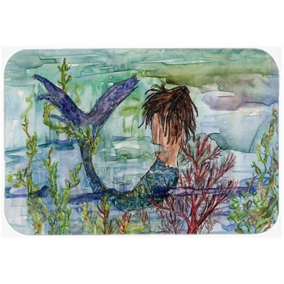 Brunette Mermaid Coral Fantasy Mouse Pad, Hot Pad or Trivet