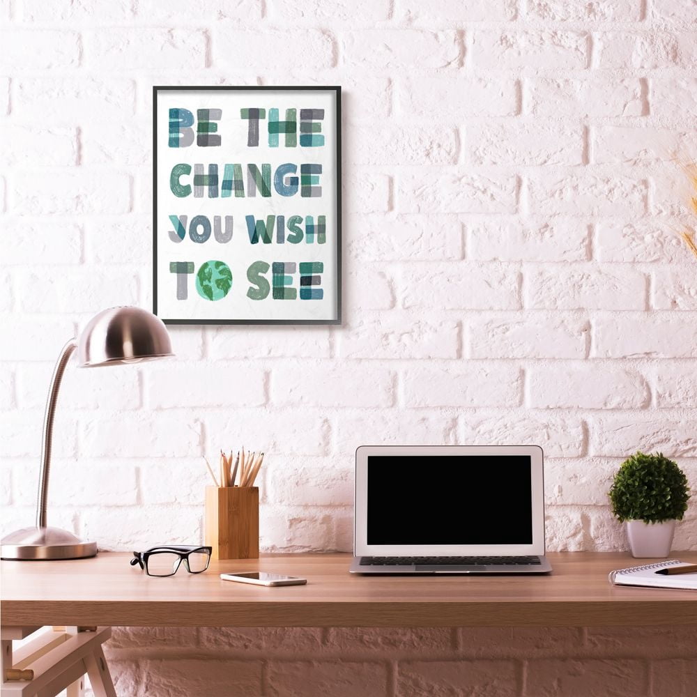 Be The Change Pastel Letters Kids Inspirational Word Design XXL Framed Giclee Texturized Art by Daphne Polselli