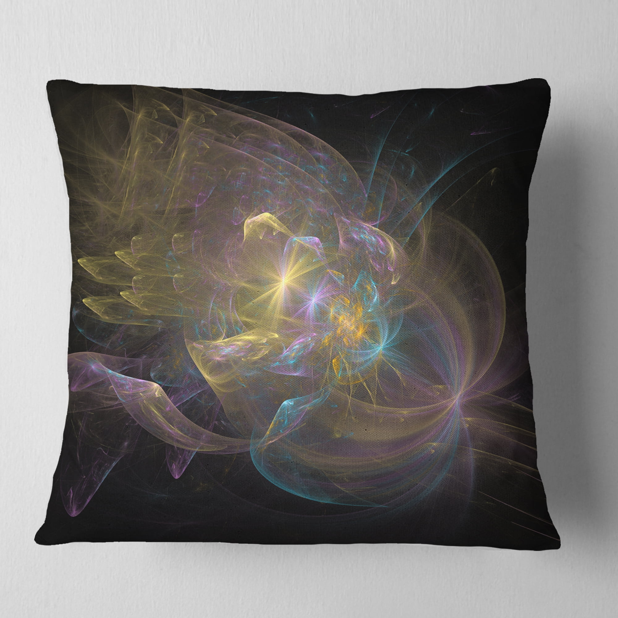 Designart Fractal Background Bright Glare - Abstract Throw Pillow - 18x18