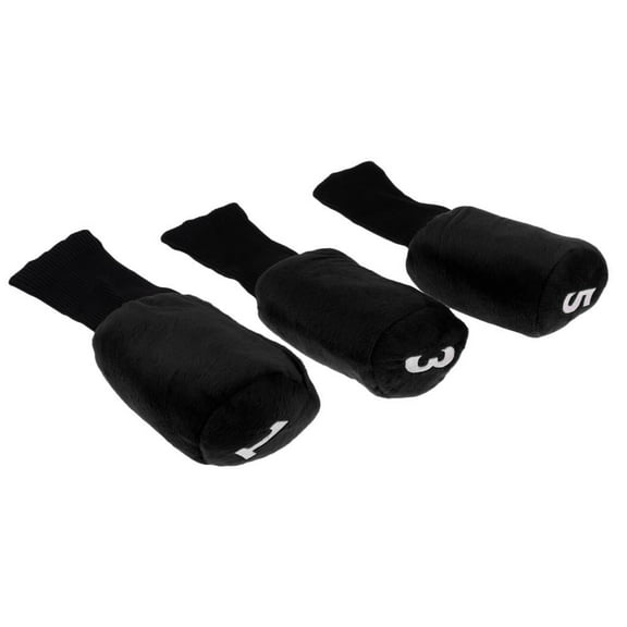 3x Durable Long Neck Golf Club Head Cover Driver Headcover Guards Sock 33cm Black