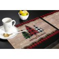 thumbnail image 5 of 6pcs Placemats Juego de manteles individuales de 6 manteles individuales resistentes al calor para mesa de comedor, alce navideño, copo de nieve, cuadros de búfalo rojo, manteles individuale, 5 of 5